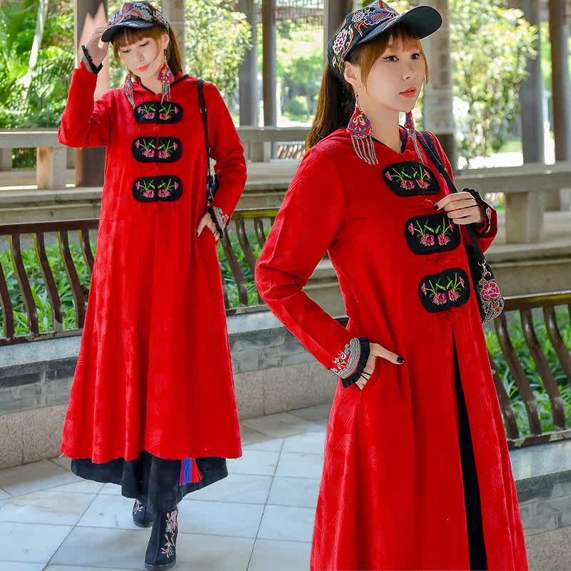 媚娇兰民族帽开衫刺绣装秋装女风衣 媚娇兰风衣