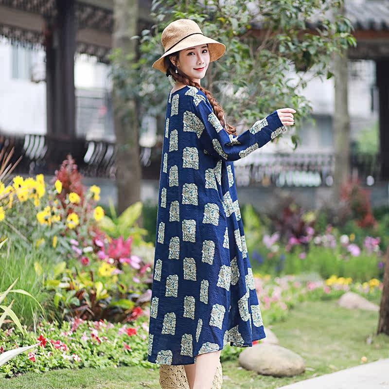 特大码胖mm新款民族风中长款连衣裙 媚娇兰大码女装