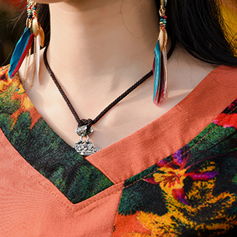 中国风连衣裙夏碎花半身裙子女t恤 媚娇兰大码女装