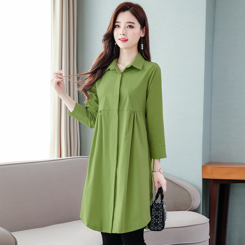 风衣女中长款春秋装2020宽松衬衣 媚娇兰大码女装