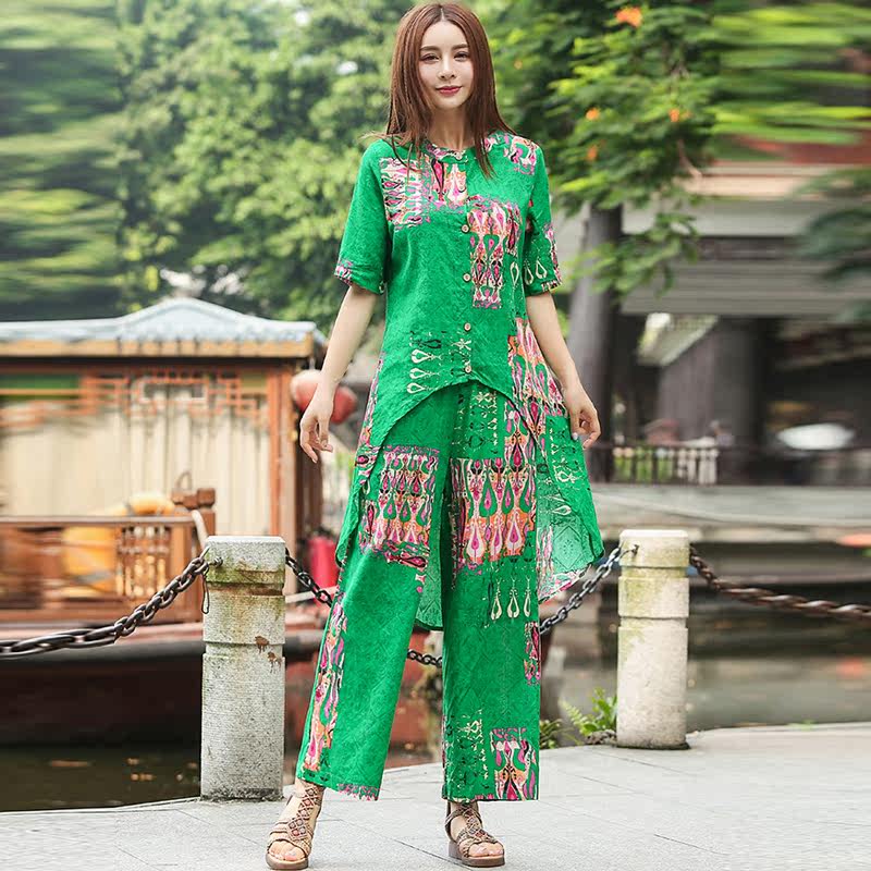 大码女装胖mm显瘦遮肚套装复古裤子 媚娇兰大码女装