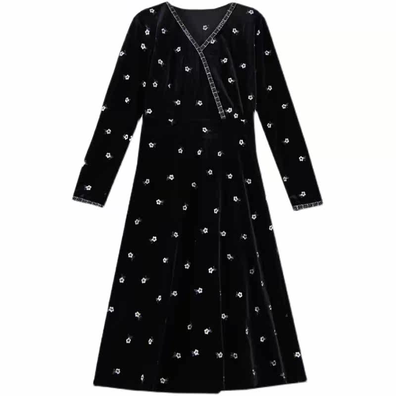 媚娇兰女2021秋季新款复古中长裙 媚娇兰连衣裙