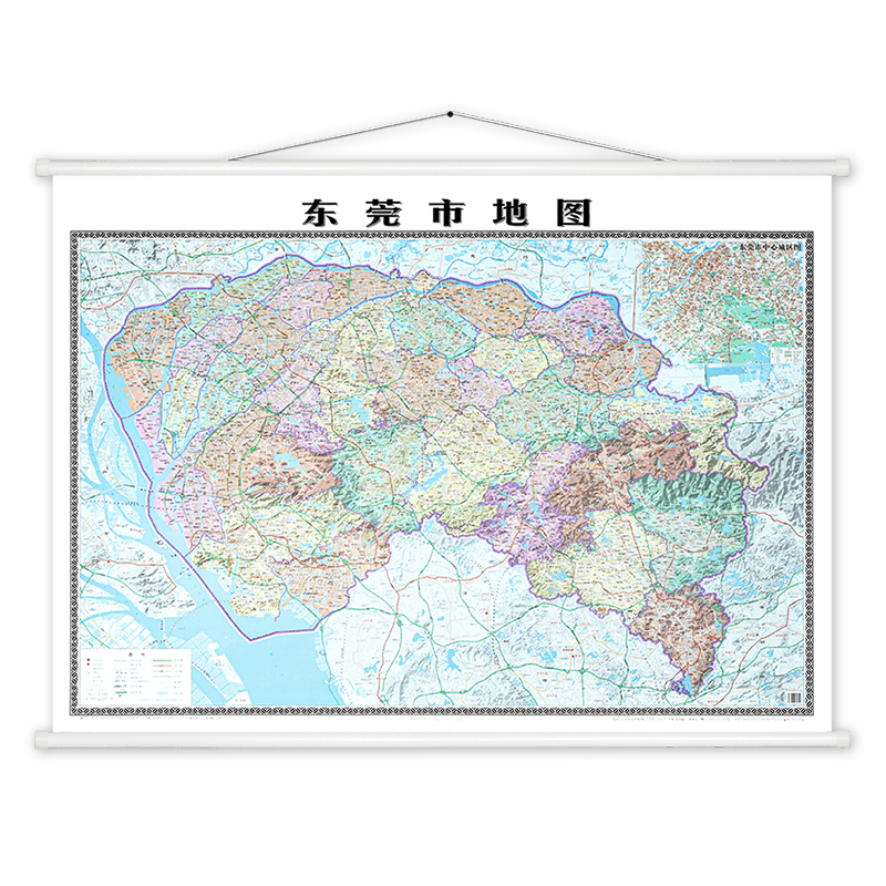 【极速发货】东莞市地图 2023新版 东莞地形图 广东省系列地图 新版挂图 覆膜装 高品质地图 1.5米*1.1米 广东省城市地图 - 图3