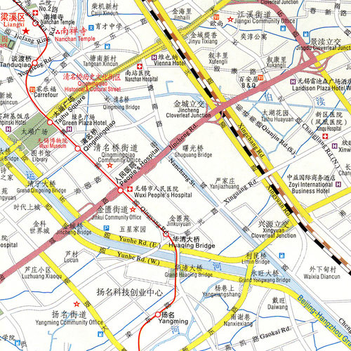 无锡地图 全新 中英文 江苏无锡市交通旅游街道 超市 学校 医院 车站 - 图1