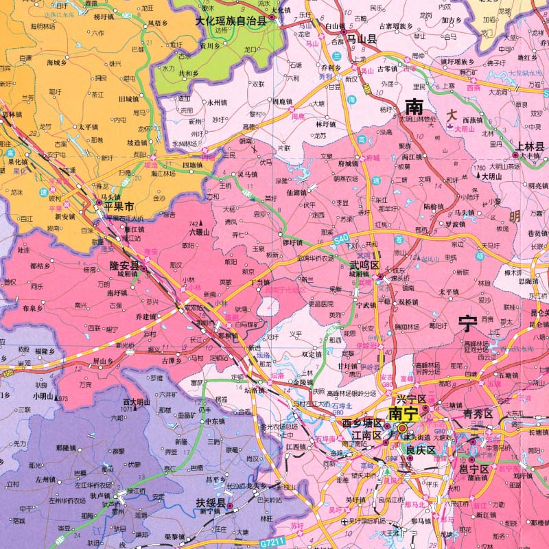 广西省地图 2024新版 高清印刷 折叠便携 城市交通路线行政区化 南宁河池贺州市 约106*75厘米 星球地图出版社 正版新版 - 图0