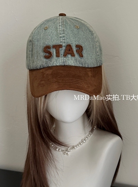 美式复古字母刺绣牛仔棒球帽女