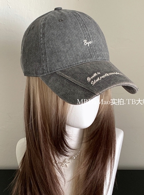 美式复古做旧棒球帽子女字母刺绣