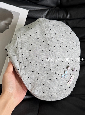 韩系波点蝴蝶结装饰灰色前进帽