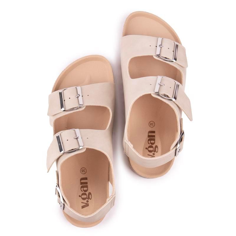 V.GAN Vegan Lima Footbed Sandals 奶白色女式休闲凉鞋优雅复古