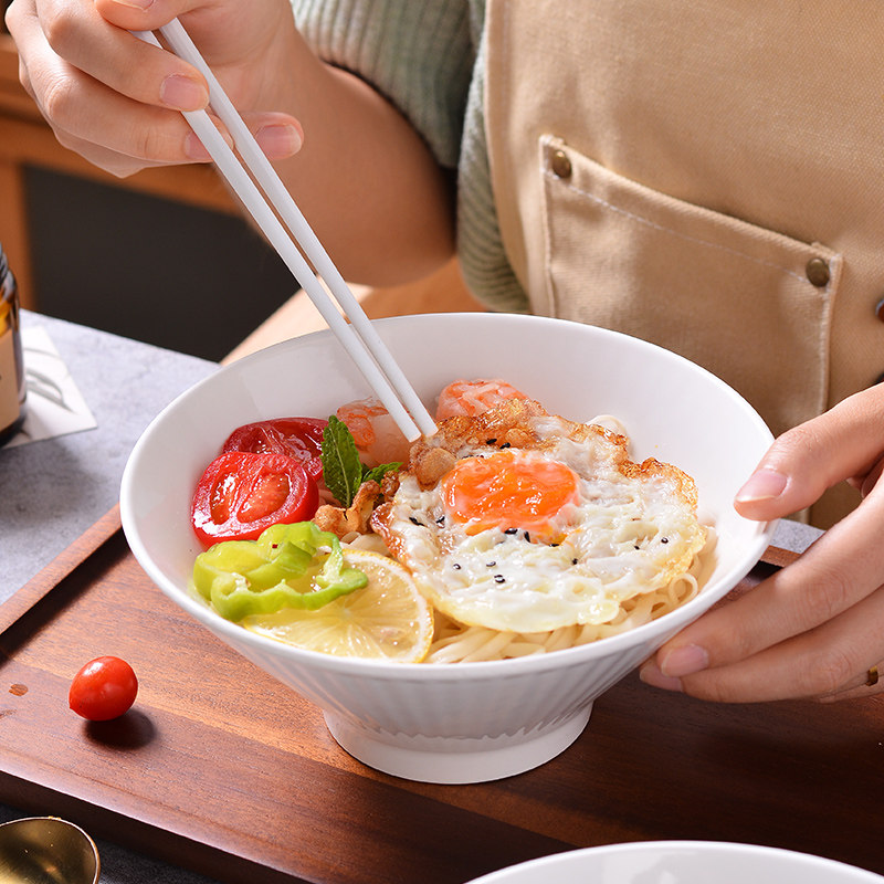 4只装8英寸斗笠碗面碗釉下彩陶瓷大碗家用2025新款高级感拉面碗,淘宝优惠券,粉丝福利购,淘宝优惠卷