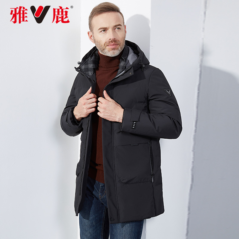 雅鹿爸爸冬装反季羽绒服男士中长款加大码中老年人保暖加厚外套男 雅鹿爸爸冬装反季羽绒服男士中长款加大码中老年人保暖加厚外套男