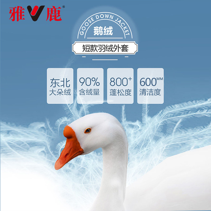 雅鹿男短款2021年新款加厚白鹅绒潮 yaloo雅鹿悦己羽绒服