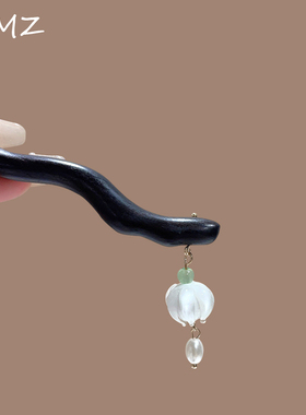铃兰发簪古风黑檀木新中式高级感簪子盘发木簪汉服发饰旗袍发钗女