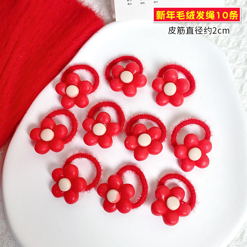 宝宝儿童皮筋发圈红色新年头绳婴儿扎头发绳不伤发女童过年发饰