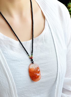 红水晶鱼吊坠年年有鱼红兔毛鱼牌