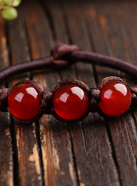玛瑙红绳手链民族风手串饰品