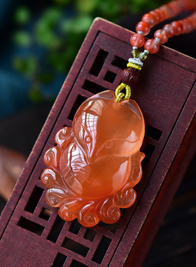 九尾狐吊坠红水晶项链饰品本命年