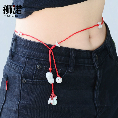 Оберег на день рождения, браслет из красной нити подходит для мужчин и женщин, изумрудный шнурок на талию, ремень, ювелирное украшение, женский стиль, подарок на день рождения