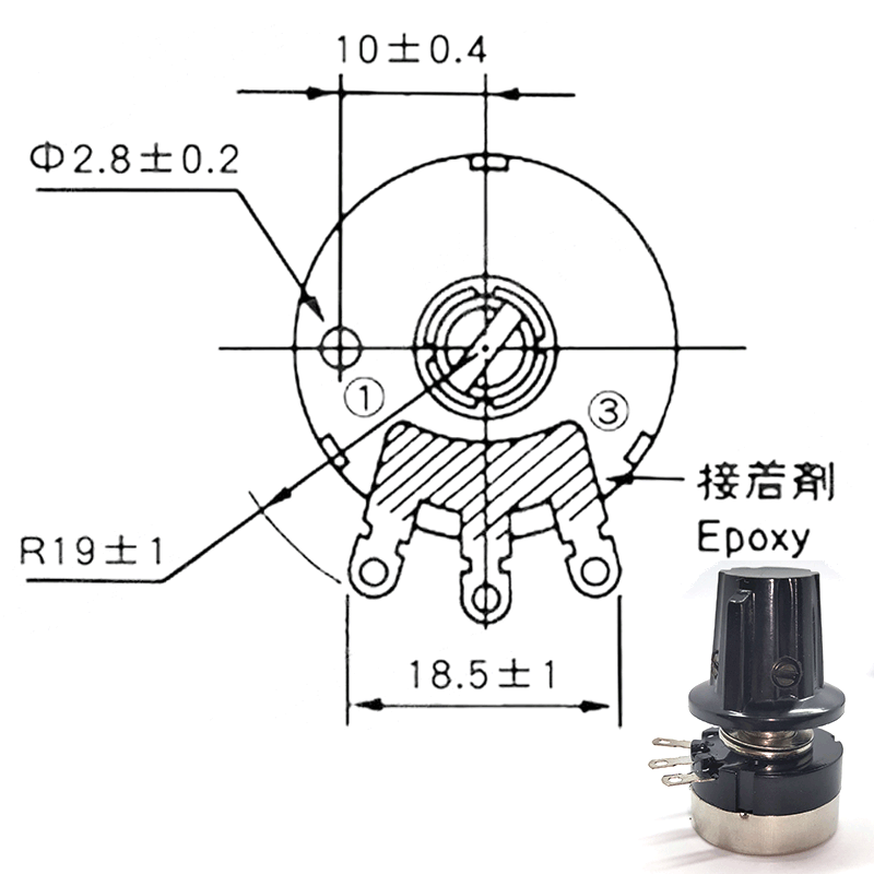 RV24YN20S可调电阻电位器旋钮 1K 10K 100K 20K 200K 5K 50K 500K - 图1