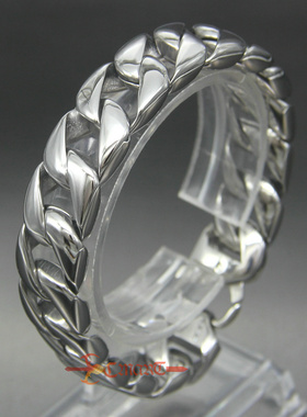 钛钢加厚古巴手链男潮流嘻哈复古简单大方霸气男士手腕饰品15mm粗