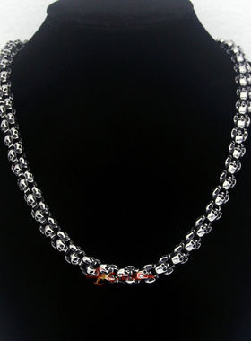 重金属钛钢不锈钢欧美暗黑朋克机车精抛光复古骷髅手链项链男摇滚