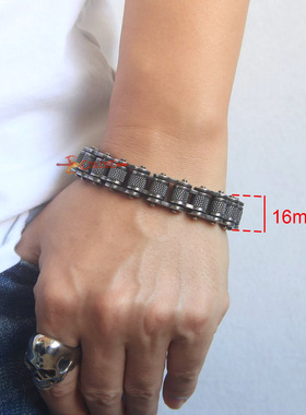 耐用单车链手链不锈钢复古做旧男