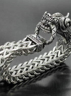 欧美新款潮流时尚霸气龙头手链