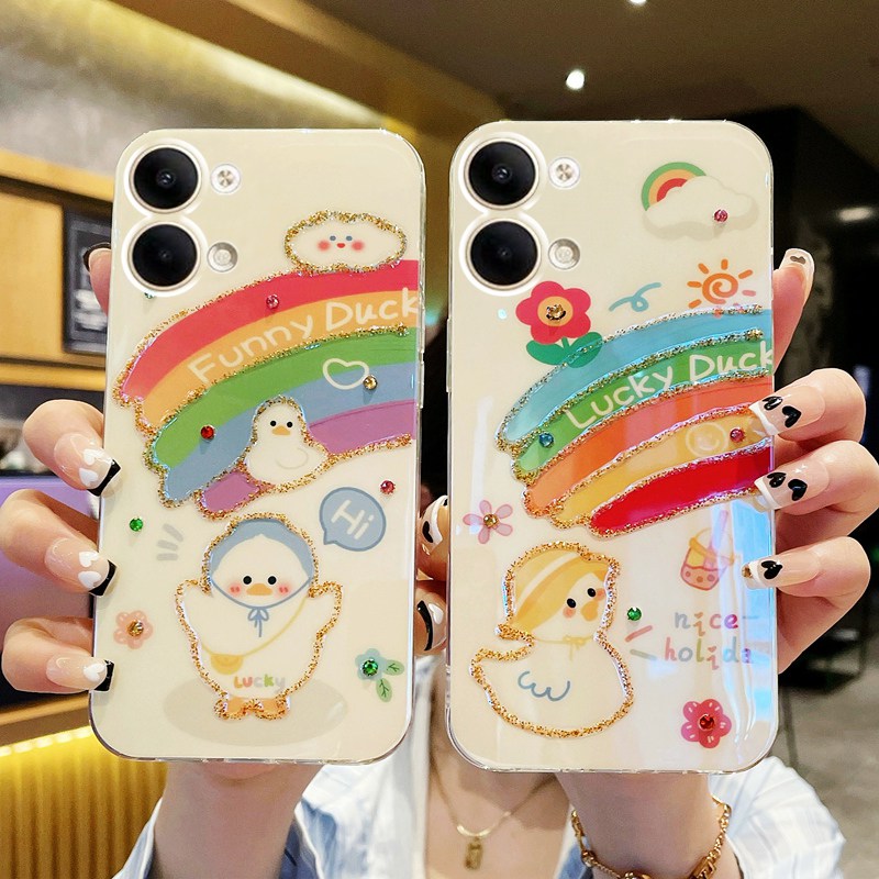 适用opporeno9手机壳蓝光彩虹鸭子女款潮reno8/7/6/5/4/3新款硅胶套防摔r17日韩情侣r15个性创意卡通可爱pro - 图2