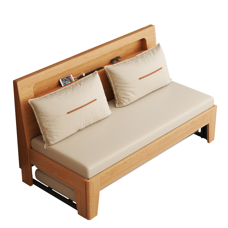 2024新款实木沙发床小户型网红款客厅多功能可折叠沙发床两用木质 - 图3