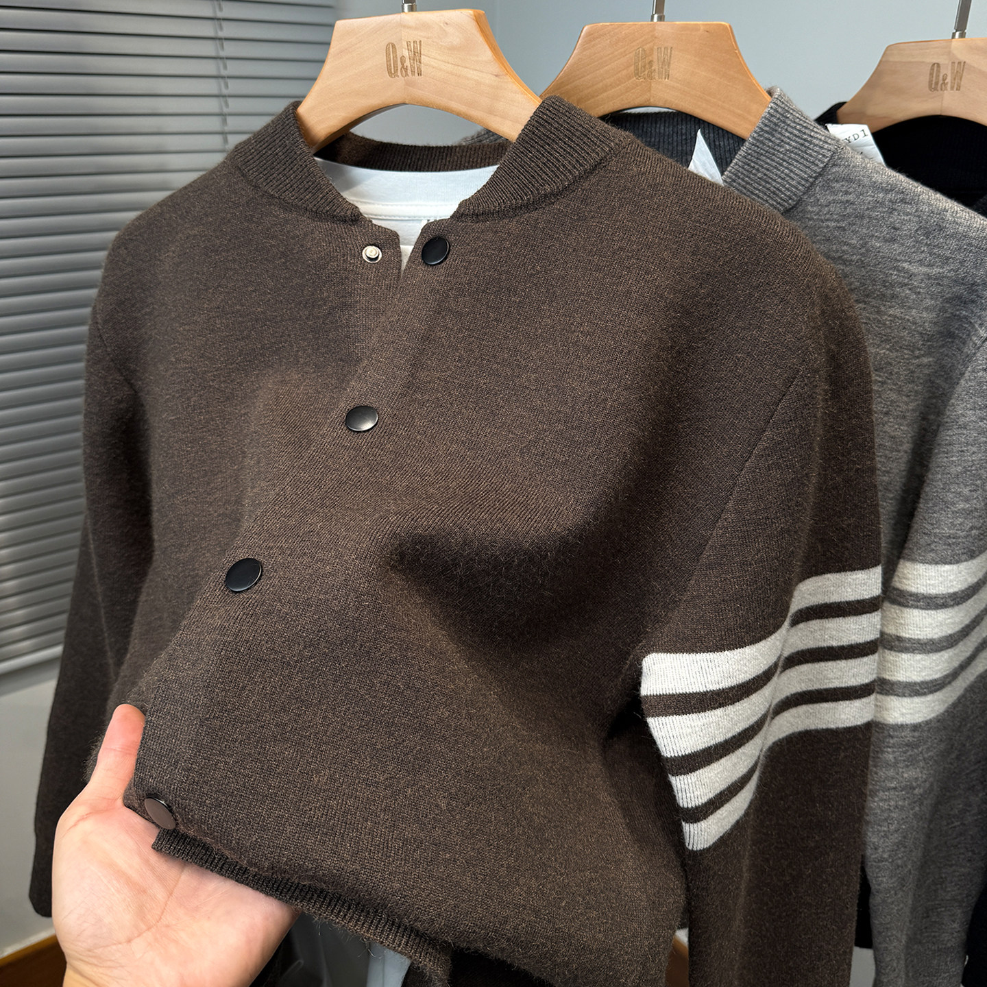 品牌棒球领开衫男针织衫秋冬季加厚毛衣外套男装tb韩版休闲外搭潮,淘宝优惠券,粉丝福利购,淘宝优惠卷