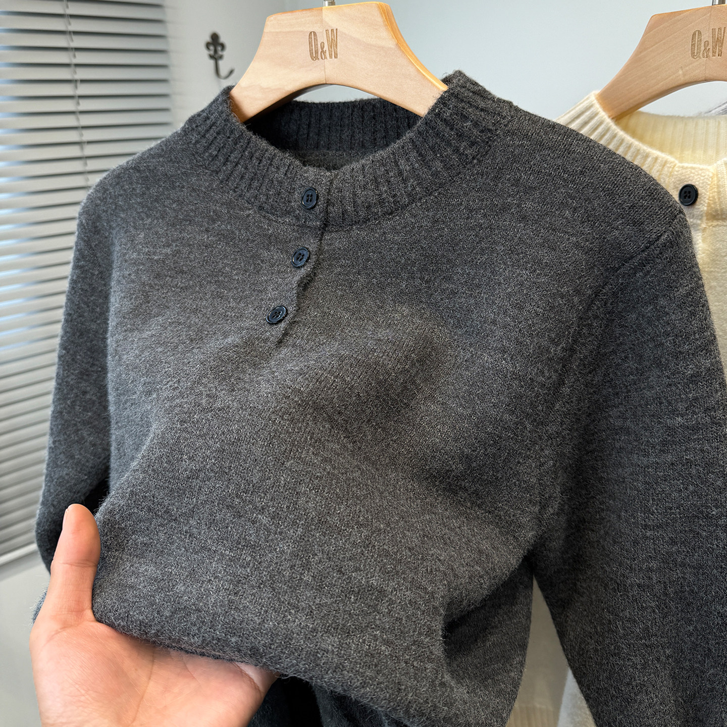 一体绒加绒加厚毛衣男青年冬季休闲门筒亨利领针织打底衫套头内搭,淘宝优惠券,粉丝福利购,淘宝优惠卷