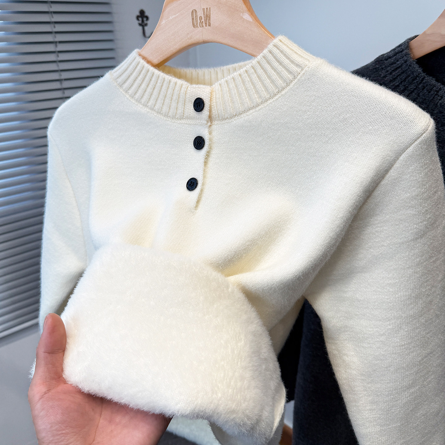 一体绒加绒加厚毛衣男青年冬季休闲门筒亨利领针织打底衫套头内搭,淘宝优惠券,粉丝福利购,淘宝优惠卷