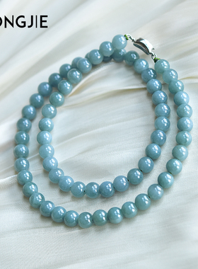 宏杰蓝水翡翠项链锁骨链颈链