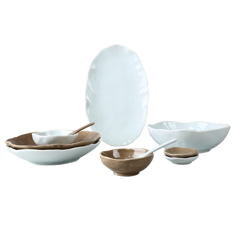 DXC中式家用碗碟套装复古创意餐具套装简约陶瓷碗筷碗盘套装-图0