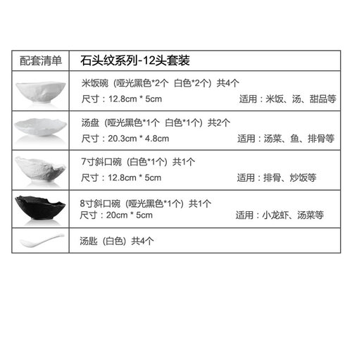 DXC创意碗碟瓷器 家用 4人套装日式个性陶瓷碗盘餐具组合送礼简约 - 图3