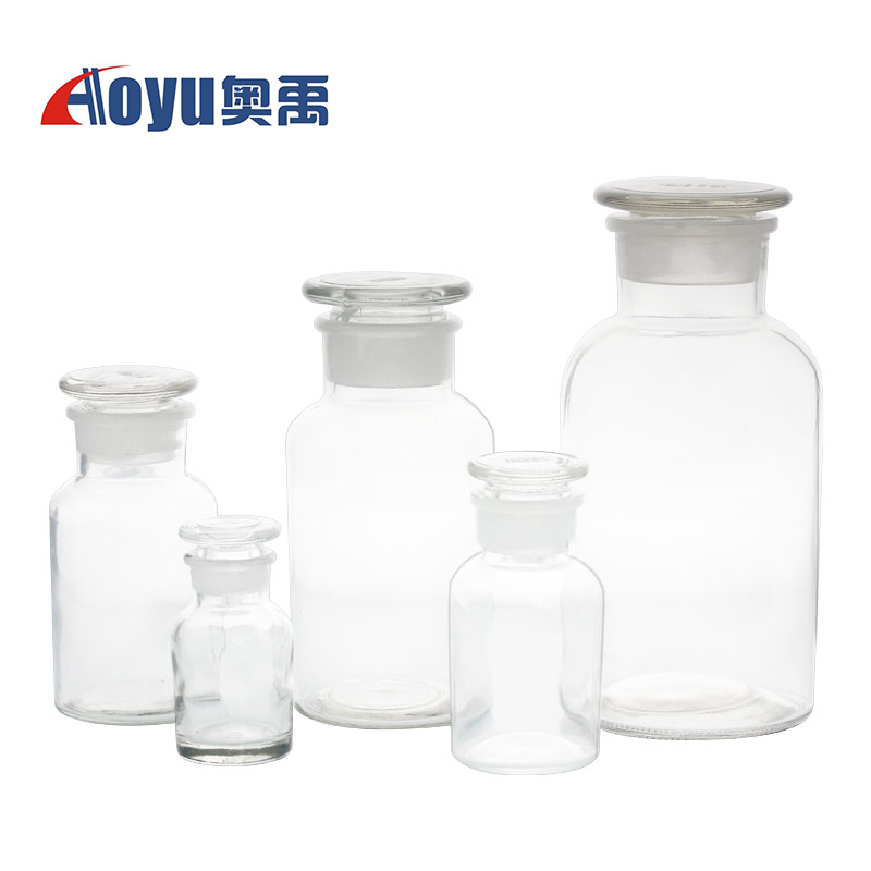 透明广口瓶茶色广口试剂瓶60ml125ml250ml500ml1000ml多规格玻璃棕色磨口瓶带盖子密封大口瓶化学实验仪器 - 图0
