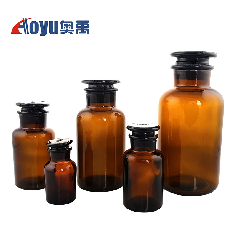 透明广口瓶茶色广口试剂瓶60ml125ml250ml500ml1000ml多规格玻璃棕色磨口瓶带盖子密封大口瓶化学实验仪器 - 图1