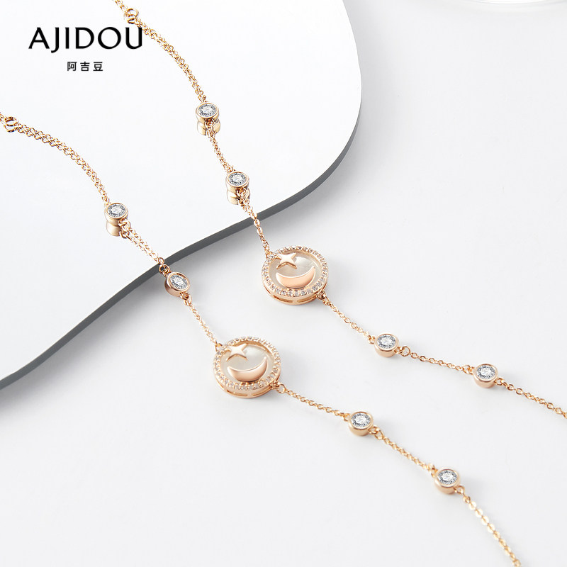 阿吉豆猫眼石星月圆环锆石创意手链 AJIDOU手链