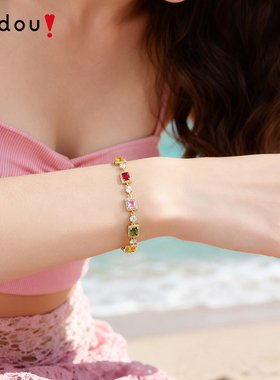 AJIDOU阿吉豆手饰女彩色锆石手链