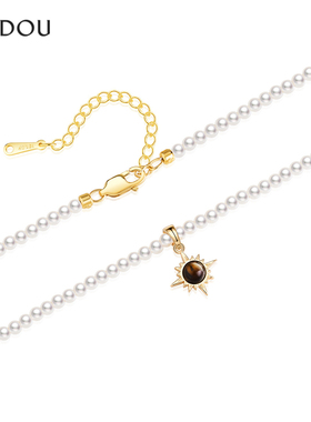 阿吉豆项链女仿珍珠短复链锁骨链