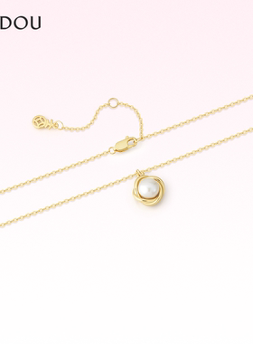 阿吉豆项链女款s925银大珍珠吊坠