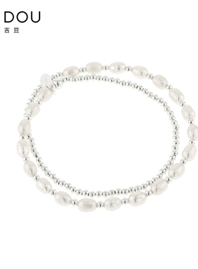 阿吉豆珍珠串珠拼接手链女轻奢小众设计简约冷淡风个性手饰品女