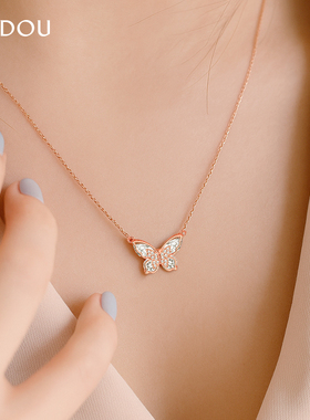 阿吉豆项链女款潮流蝴蝶结锁骨链