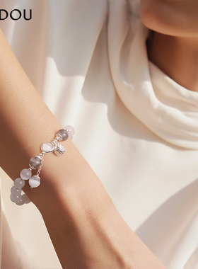 阿吉豆手链女款月光石时尚串珠