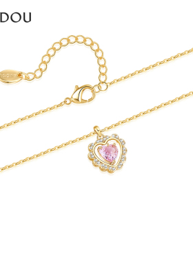 阿吉豆颈链玫瑰金时尚爱心短精链