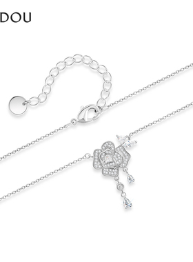 阿吉豆项链女南法玫瑰吊坠锁骨链