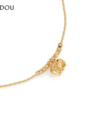 AJIDOU阿吉豆项链金色小象毛衣链