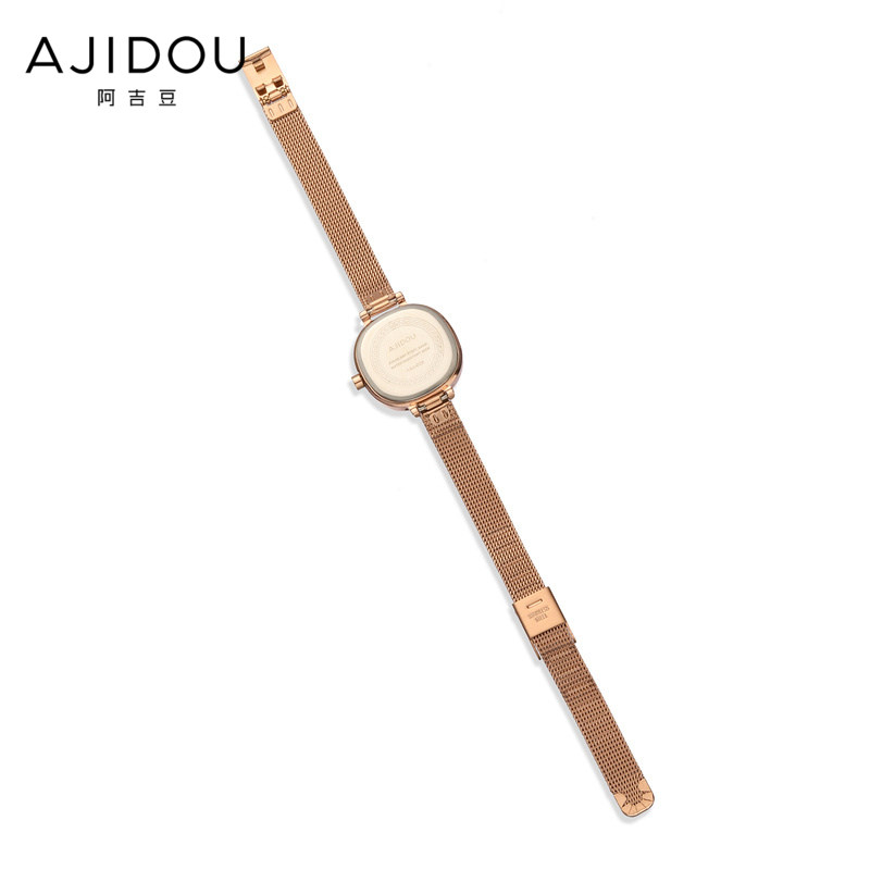 阿吉豆北欧风金色方盘女士简约女表 AJIDOU国产腕表