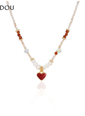 AJIDOU阿吉豆项链爱心女珍珠首饰