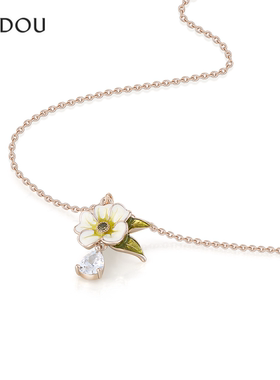 阿吉豆项链女款时尚合金樱花短链